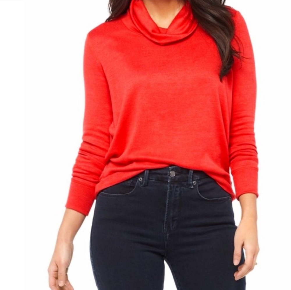 Anthropology 52% Viscose Turtleneck Cowl Neck Red Brick Women's Sweater XL